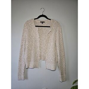 Parkhurst Eco Cotton Blend Open Knit Cardigan Beige Made in Canada M/M